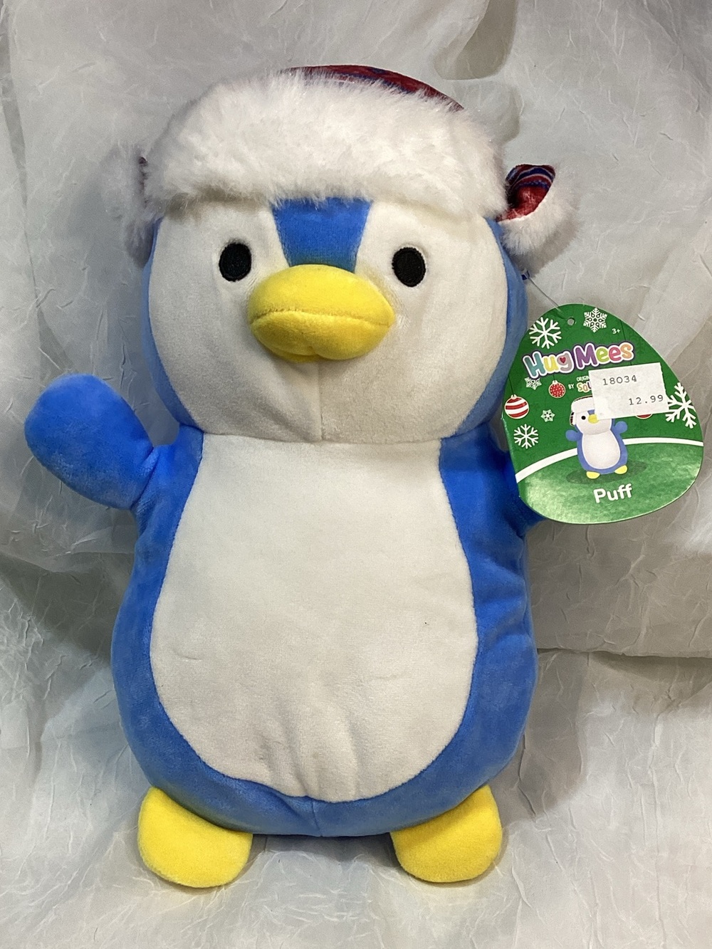 Squishmallows Hug Mees Puff Blue & White Penguin Plush New with Tags 2022